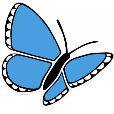 The Kent Wildlife Trust logo, a digitally illustrated Adonis blue butterfly.