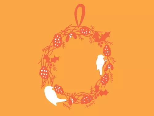 bird wreath illustration